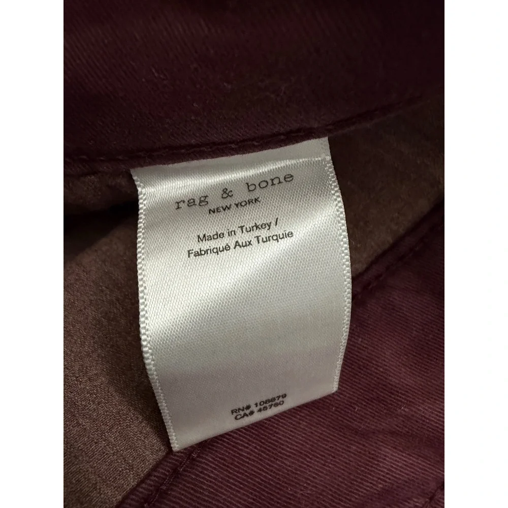 Rag & Bone Fit 2 Slim Fit‎ Chino Pants Catalina Grape Burgundy Mens  31 x 32